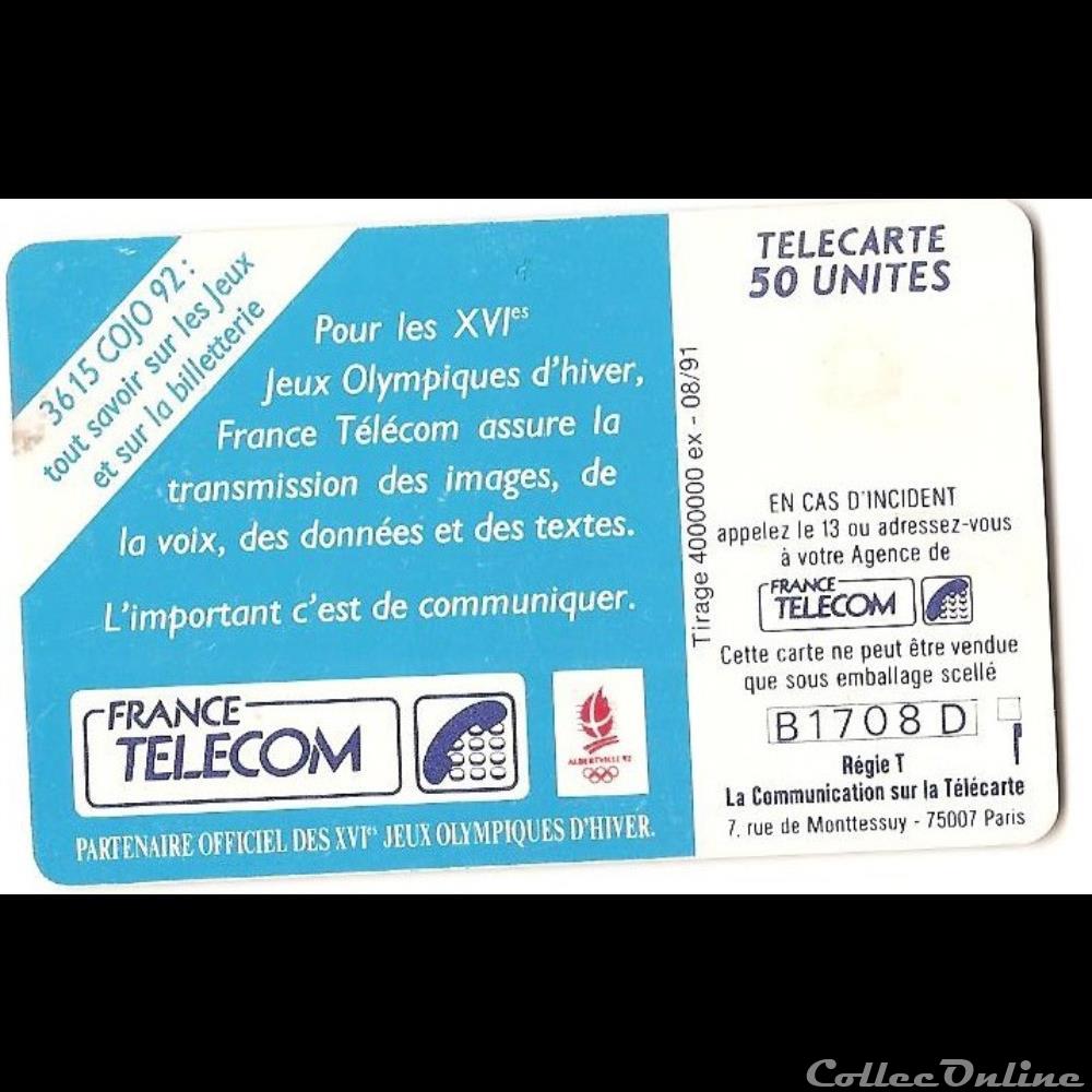 Sport - JO 1992 - saut à ski 50 unités autre telecarte sport jo 1992 saut a ski 50 unites