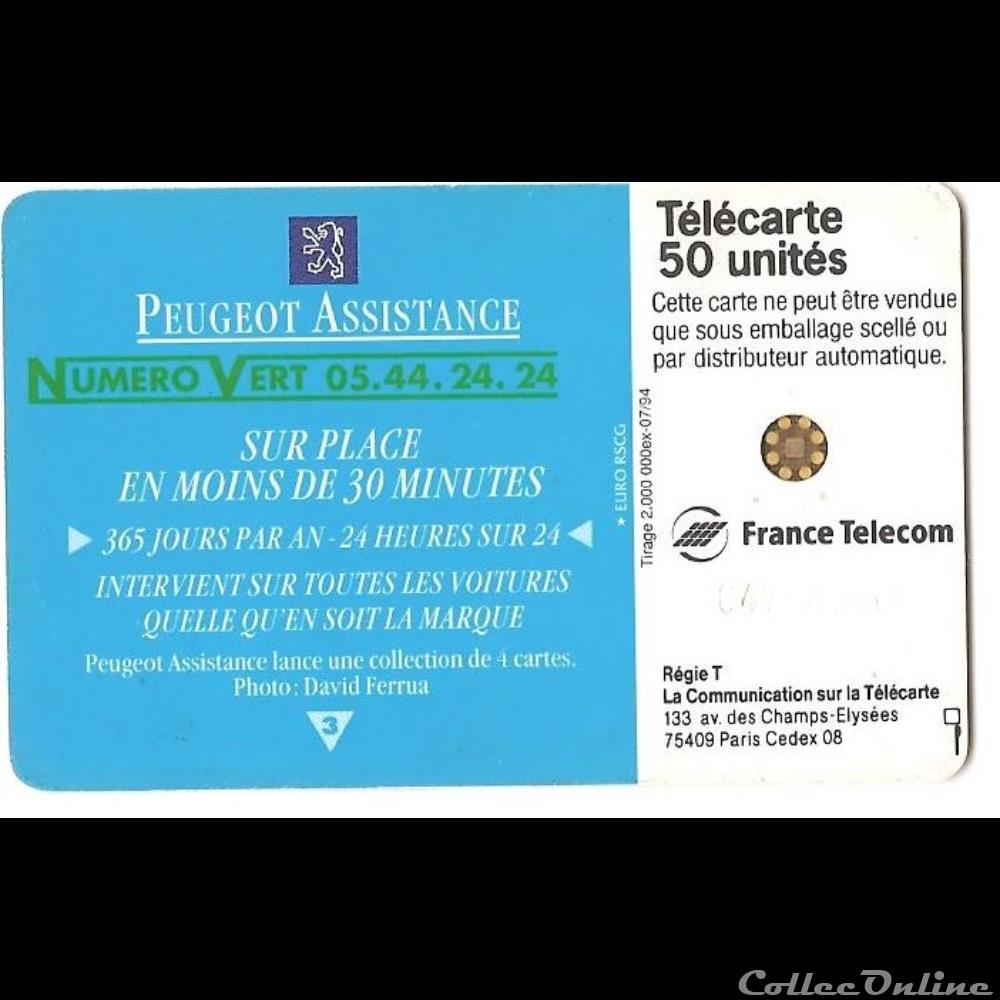 Pub - Peugeot assistance autre telecarte pub peugeot assistance