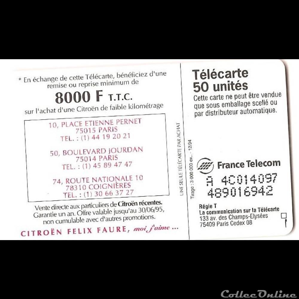 Pub - Citroën - carte vaut réduction sur voiture autre telecarte pub citroen carte vaut reduction sur voiture
