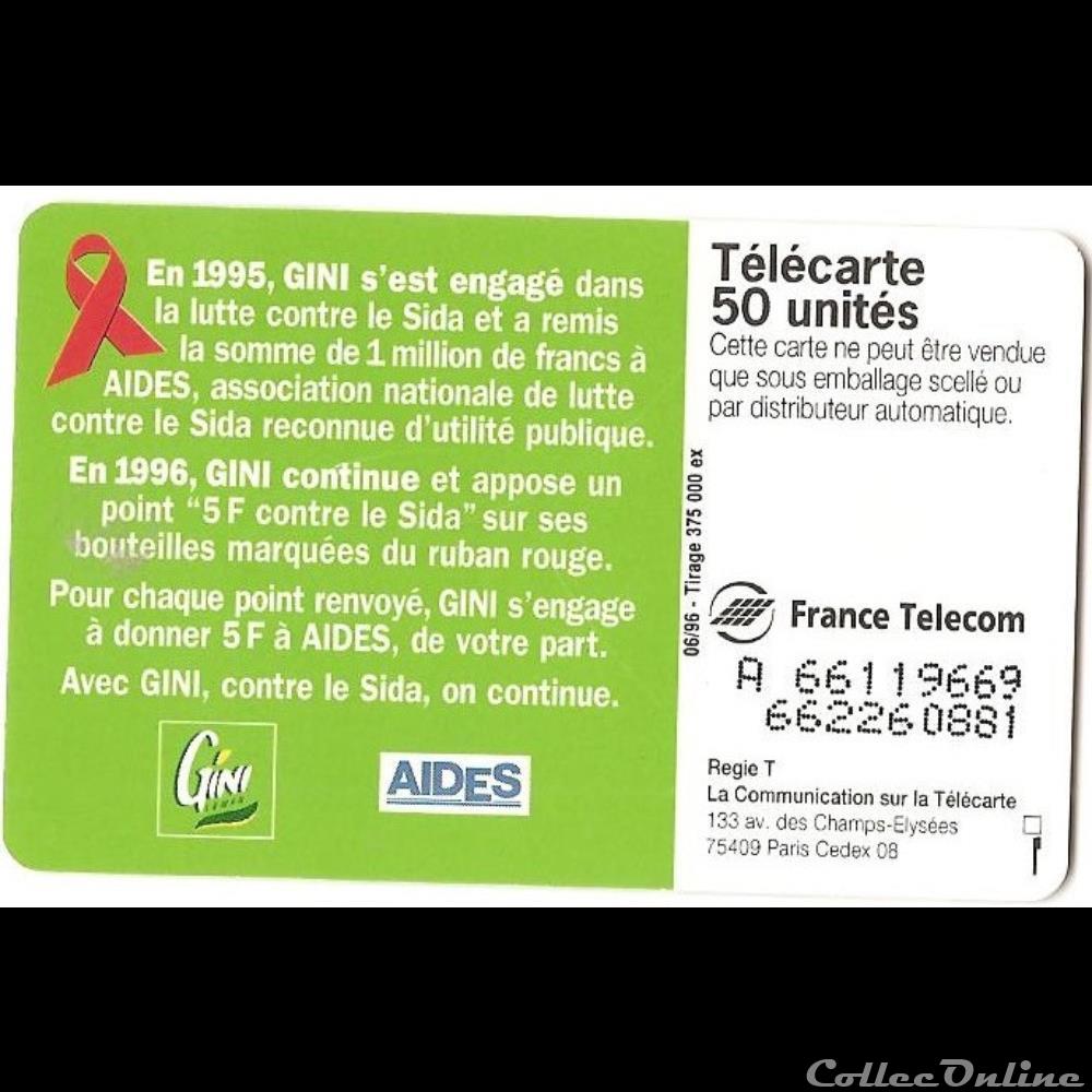Pub - Gini soutien AIDES contre le sida 50 unités x 2 2 autre telecarte pub gini soutien aides contre le sida 50 unites x 2