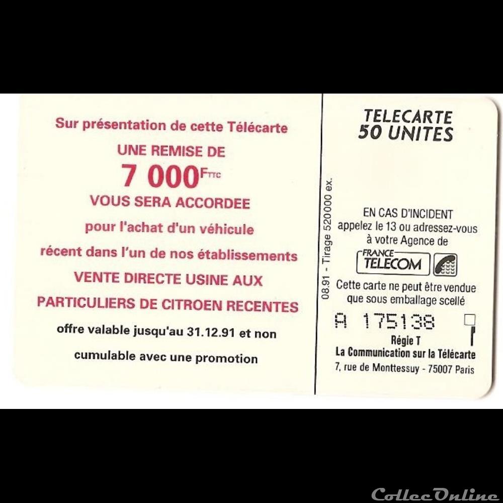 Pub - Citroën - carte vaut réduction sur voiture autre telecarte pub citroen carte vaut reduction sur voiture