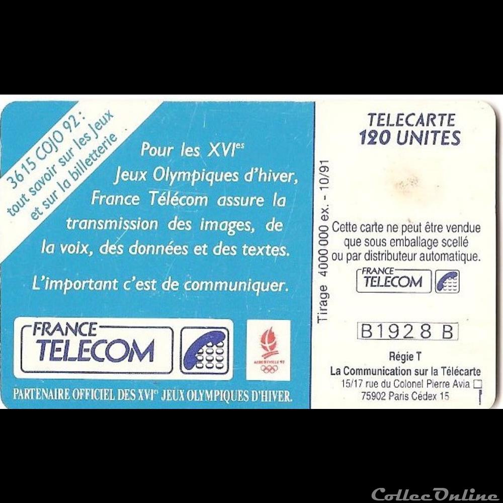Sport - JO 1992 - hockey sur glace 120 unités autre telecarte sport jo 1992 hockey sur glace 120 unites