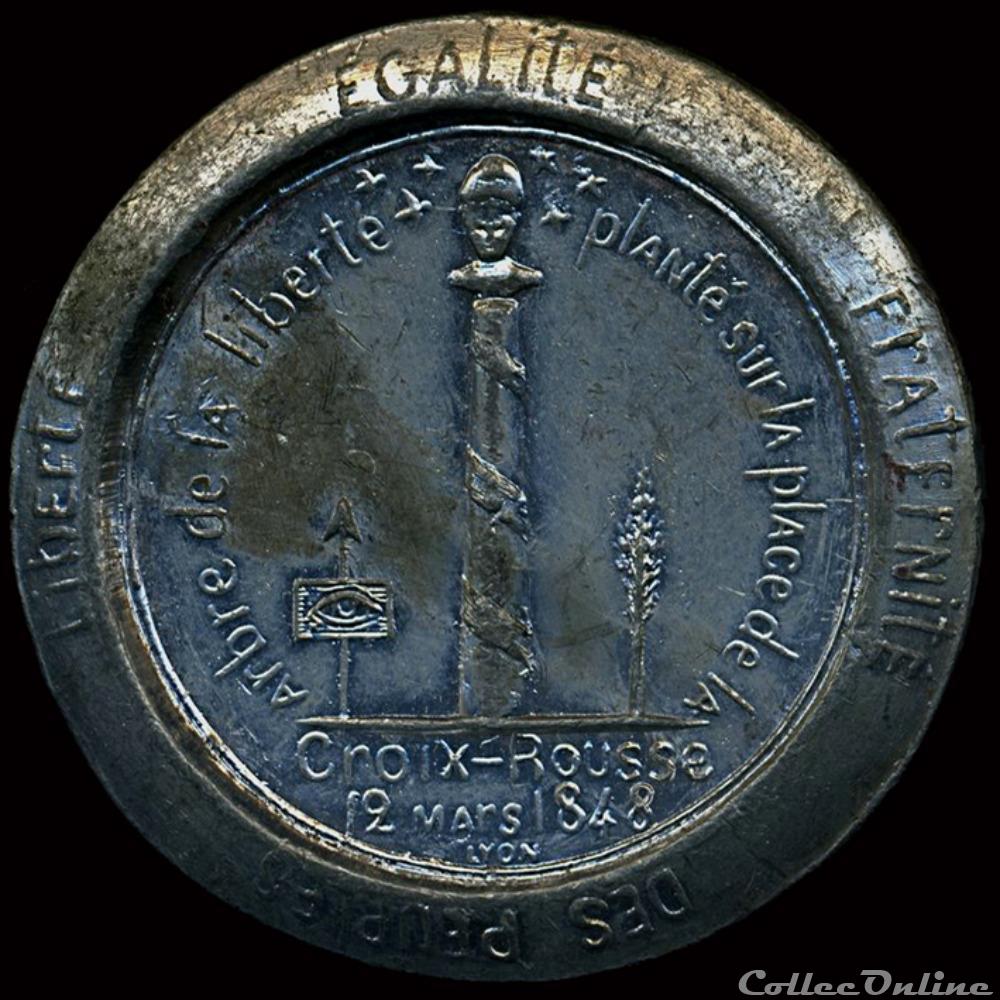12 Mars 1848 (Lyon) 3 medaille france revolution de 12 mars 1848 lyon