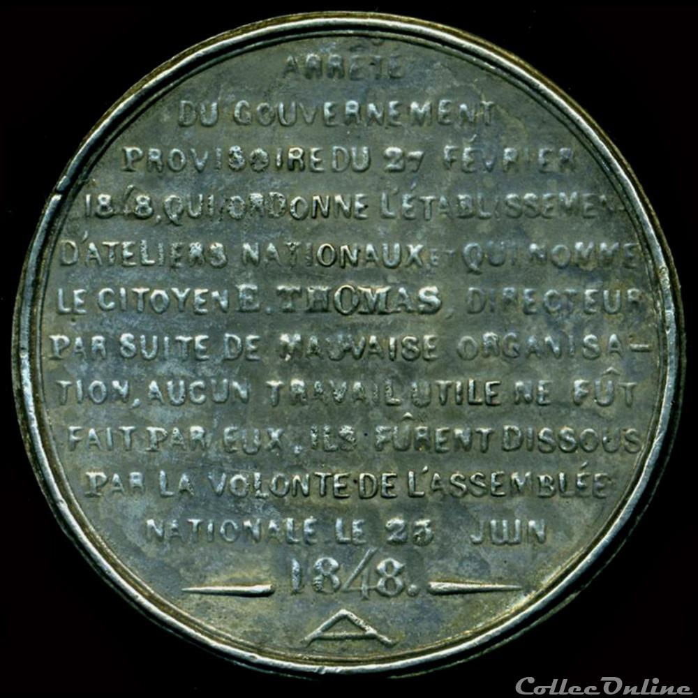 23 Juin 1848 - Dissolution des Ateliers Nationaux 3 medaille france revolution 23 juin 1848 dissolution des ateliers nationaux