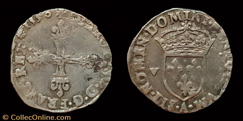 Charles X Cardinal de Bourbon - 1/8e d'Écu monnaie france royale charles x cardinal de bourbon 1 8e ecu