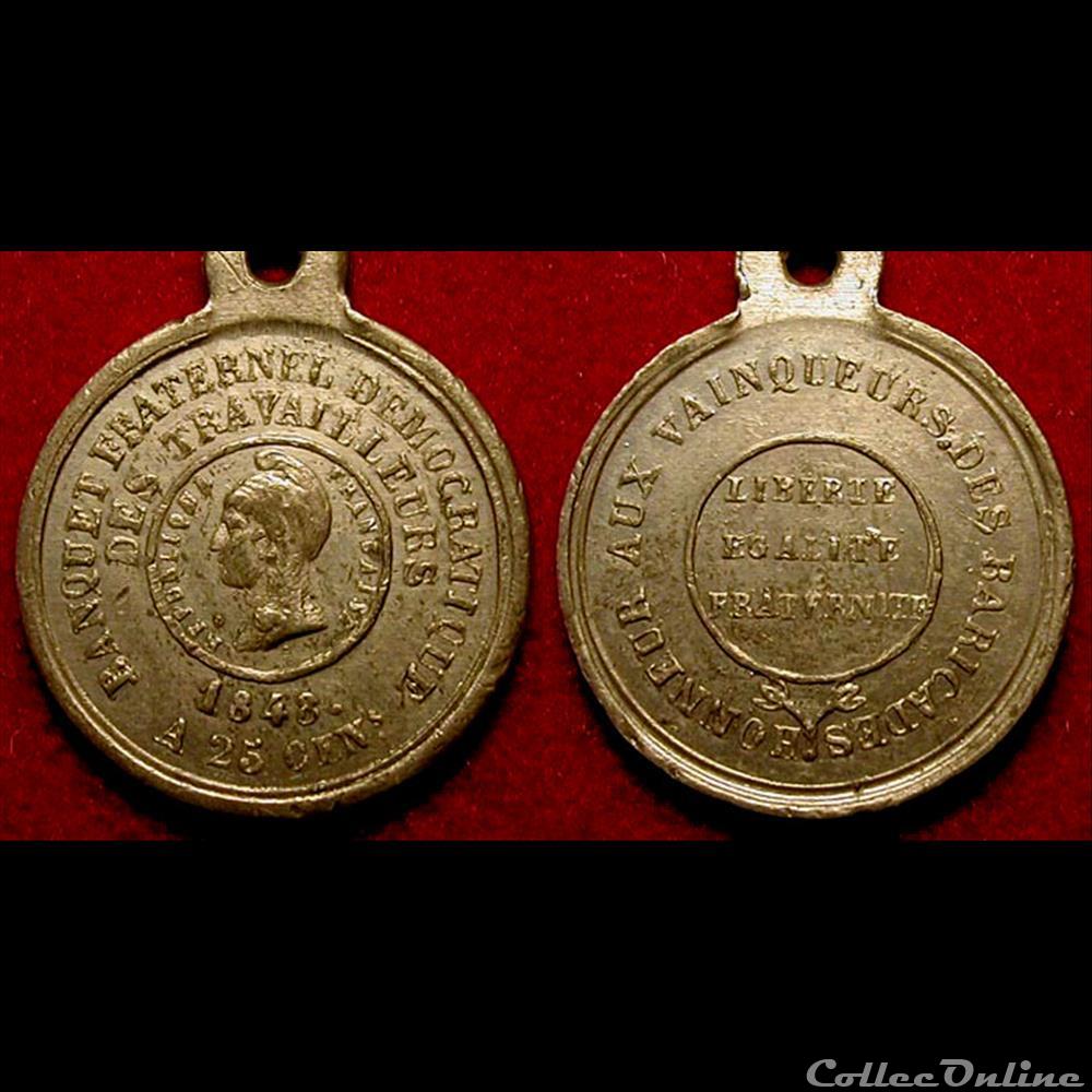medaille france revolution de 20 mai 1848 annonce du banquet a 25 centimes