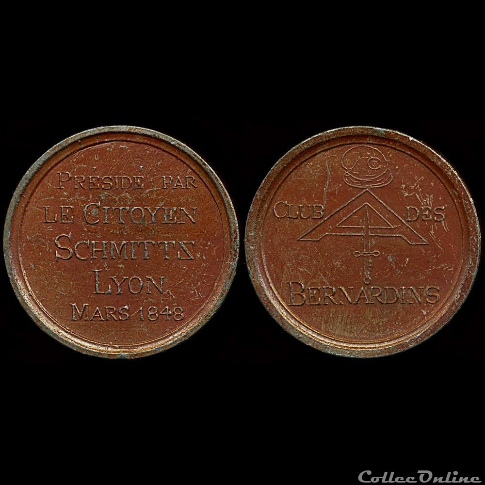 france revolution 1848 medailles des clubs et societes lyon