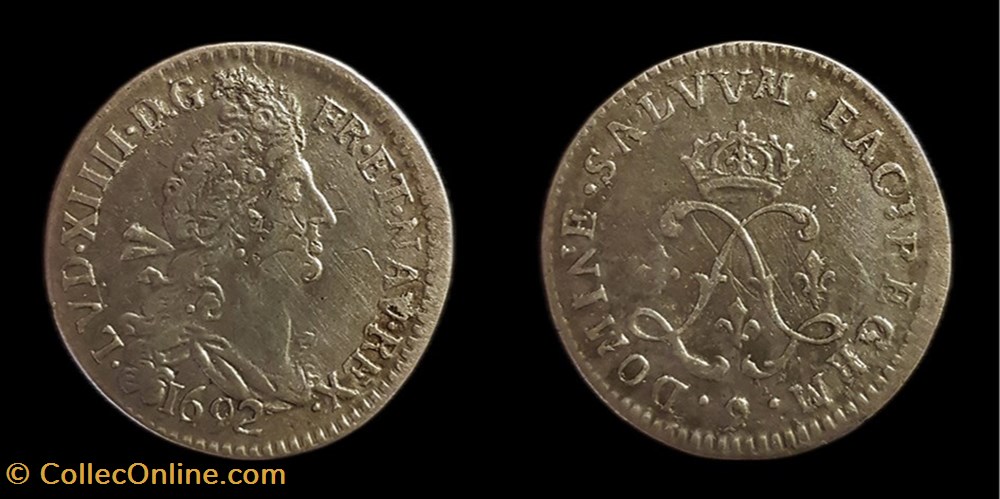 monnaies europe medievale france royales louis xiv 4 sols aux 2 l couronnes 1692 9 rennes
