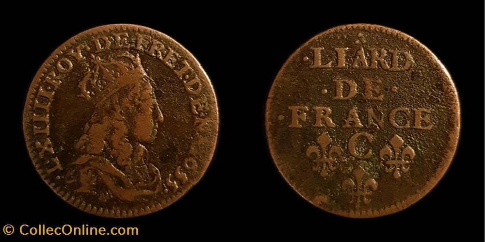 Louis XIV - Liard au buste adolescent 1655 C Caen monnaies europe medievale france royales louis xiv liard au buste adolescent 1655 c caen