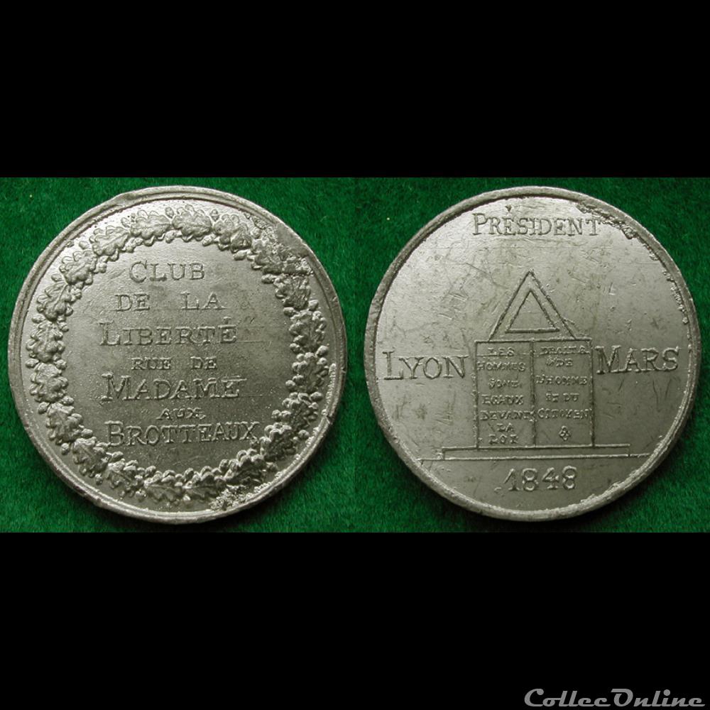 france revolution 1848 medailles des clubs et societes lyon