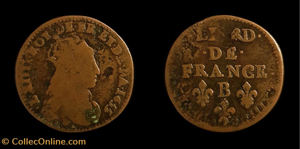monnaies europe medievale france royales louis xiv liard au buste adolescent 1655 b pont de arche