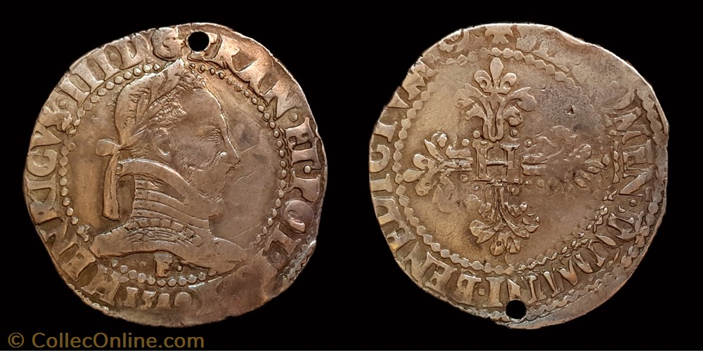 Henri III - Franc au col plat monnaie france royale henri iii franc au col plat