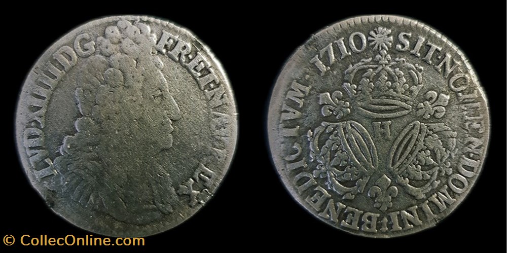 Louis XIV - Écu aux 3 Couronnes 1710 H La Rochelle monnaies europe medievale france royales louis xiv ecu aux 3 couronnes 1710 h la rochelle