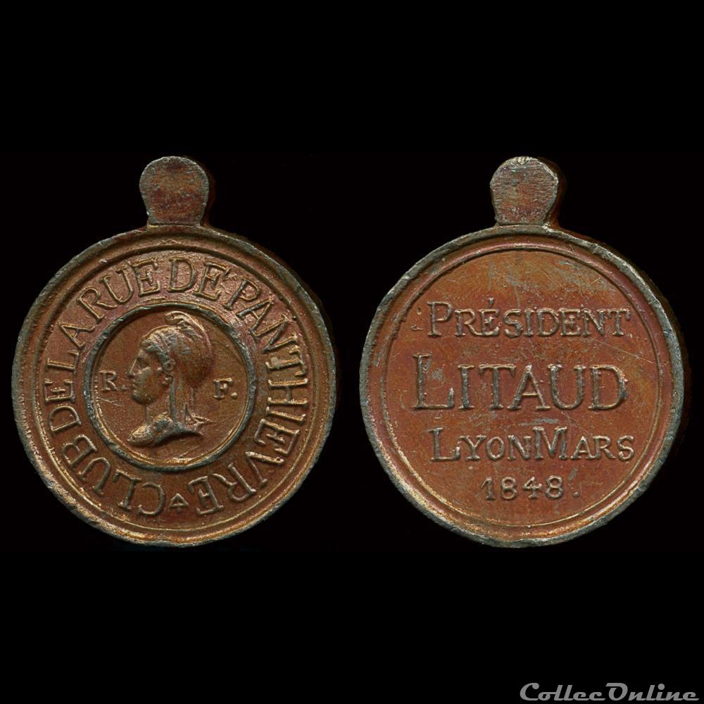 france revolution 1848 medailles des clubs et societes lyon