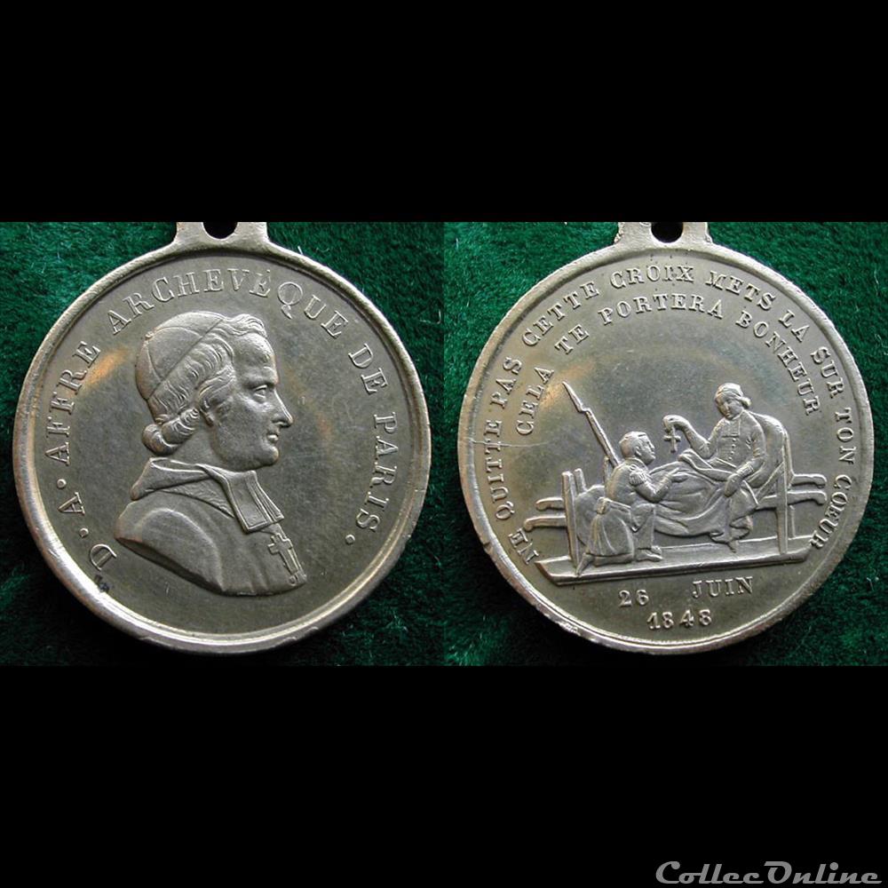 "Journées de Juin 1848" - Mort de l'Archevêque Affre medaille france revolution journees de juin 1848 mort de archeveque affre