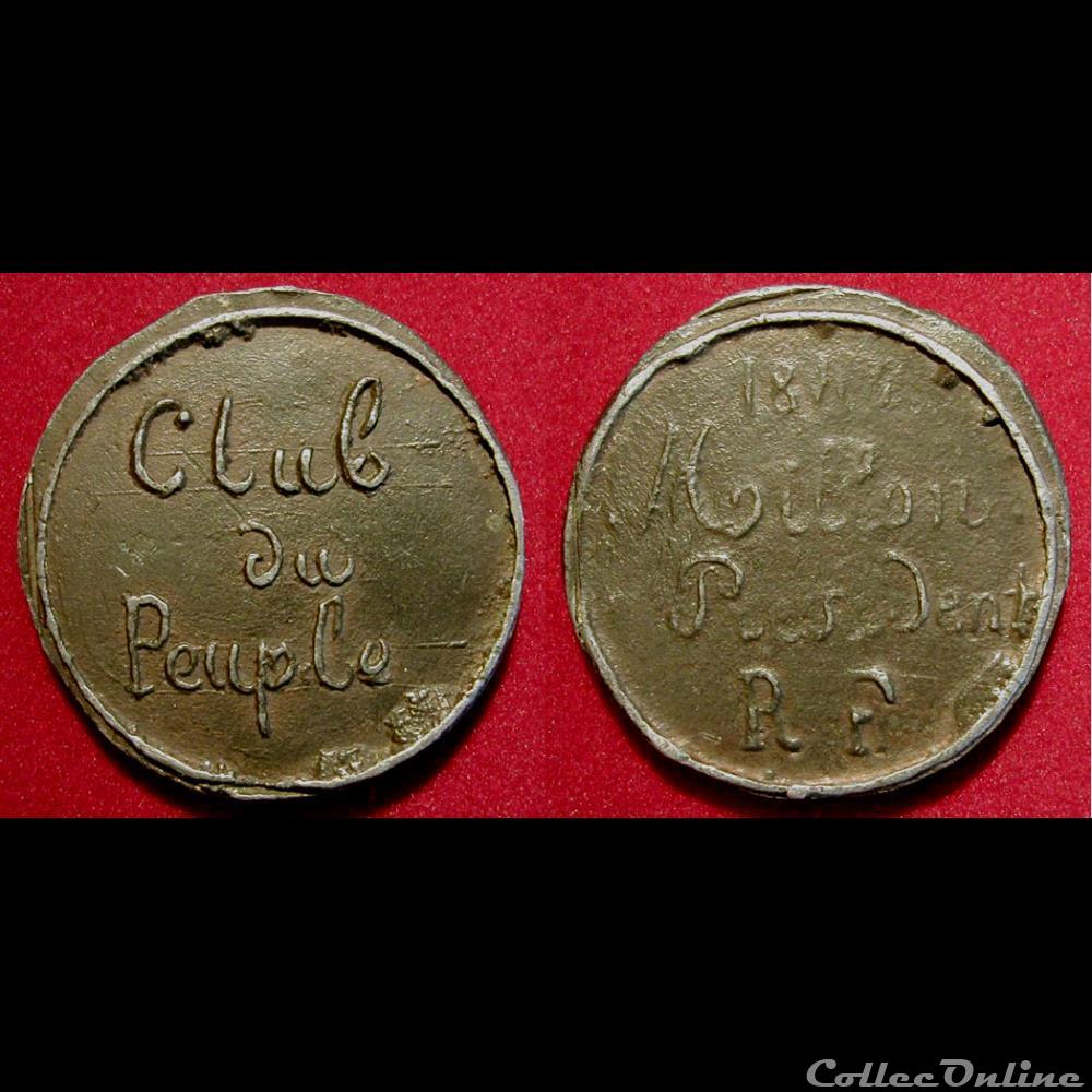 Mars & Avril 1848 - Clubs du Nord et du Pas-de-Calais (Lille) medaille france revolution mars avril 1848 clubs du nord et du pas de calais lille