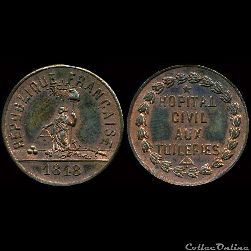 medaille france revolution 6 mars 1848 reprise des tuileries hopitaux civils