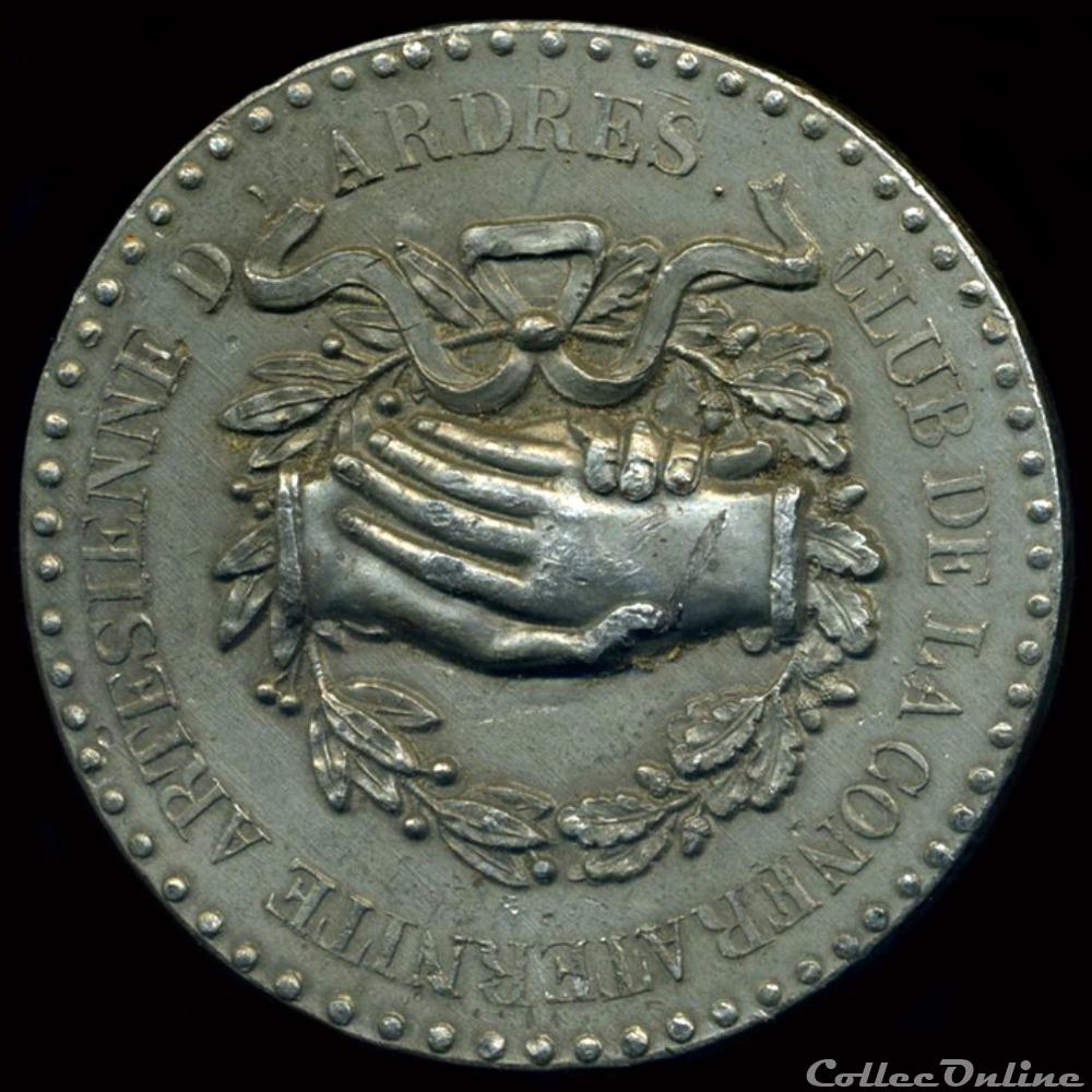 Mars & Avril 1848 - Clubs du Nord et du Pas-de-Calais (Lille) 2 medaille france revolution mars avril 1848 clubs du nord et du pas de calais lille