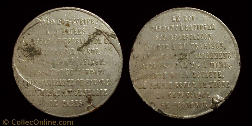medaille france revolution 23 24 fevrier 1848 lutte chute de la royaute