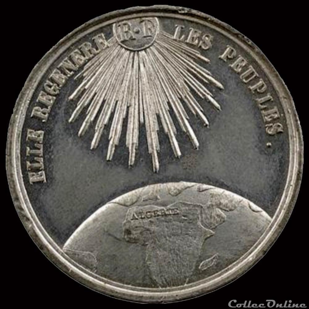 Mars 1849 - Départ de colons pour l'Algérie (Lyon) 2 medaille france revolution mars 1849 depart de colons pour algerie lyon