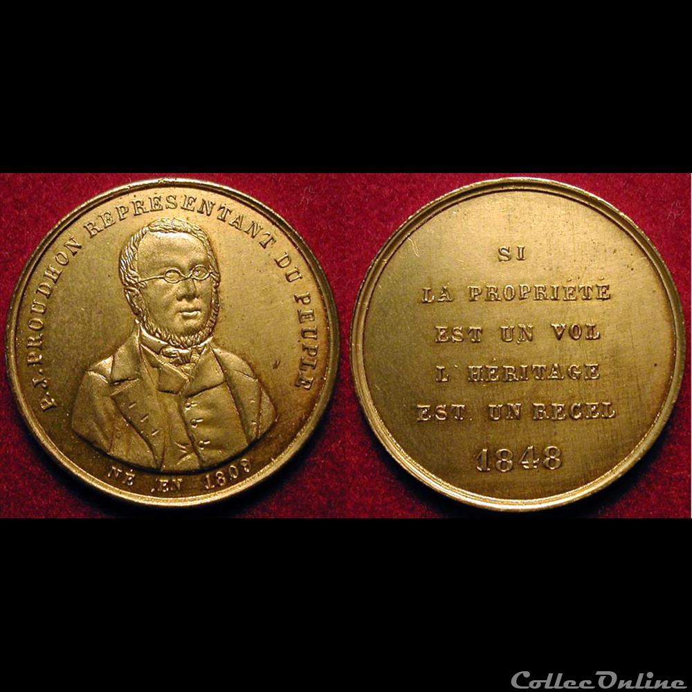 medaille france revolution 31 juillet 1848 exposition des theories de proudhon