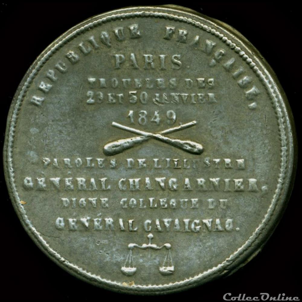 29 et 30 Janvier 1849 - Emeute réprimée par Changarnier 2 medaille france revolution de 29 et 30 janvier 1849 emeute reprimee par changarnier