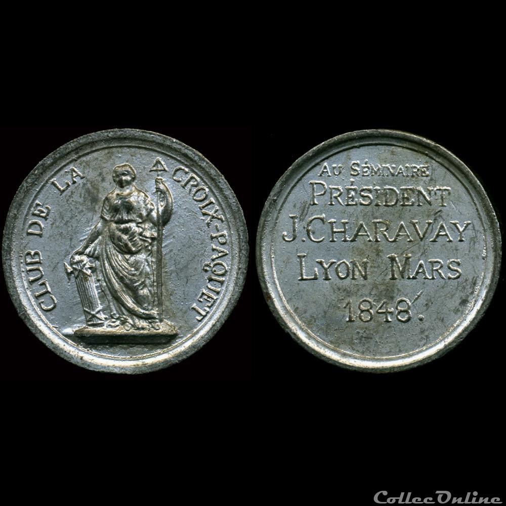 france revolution 1848 medailles des clubs et societes lyon