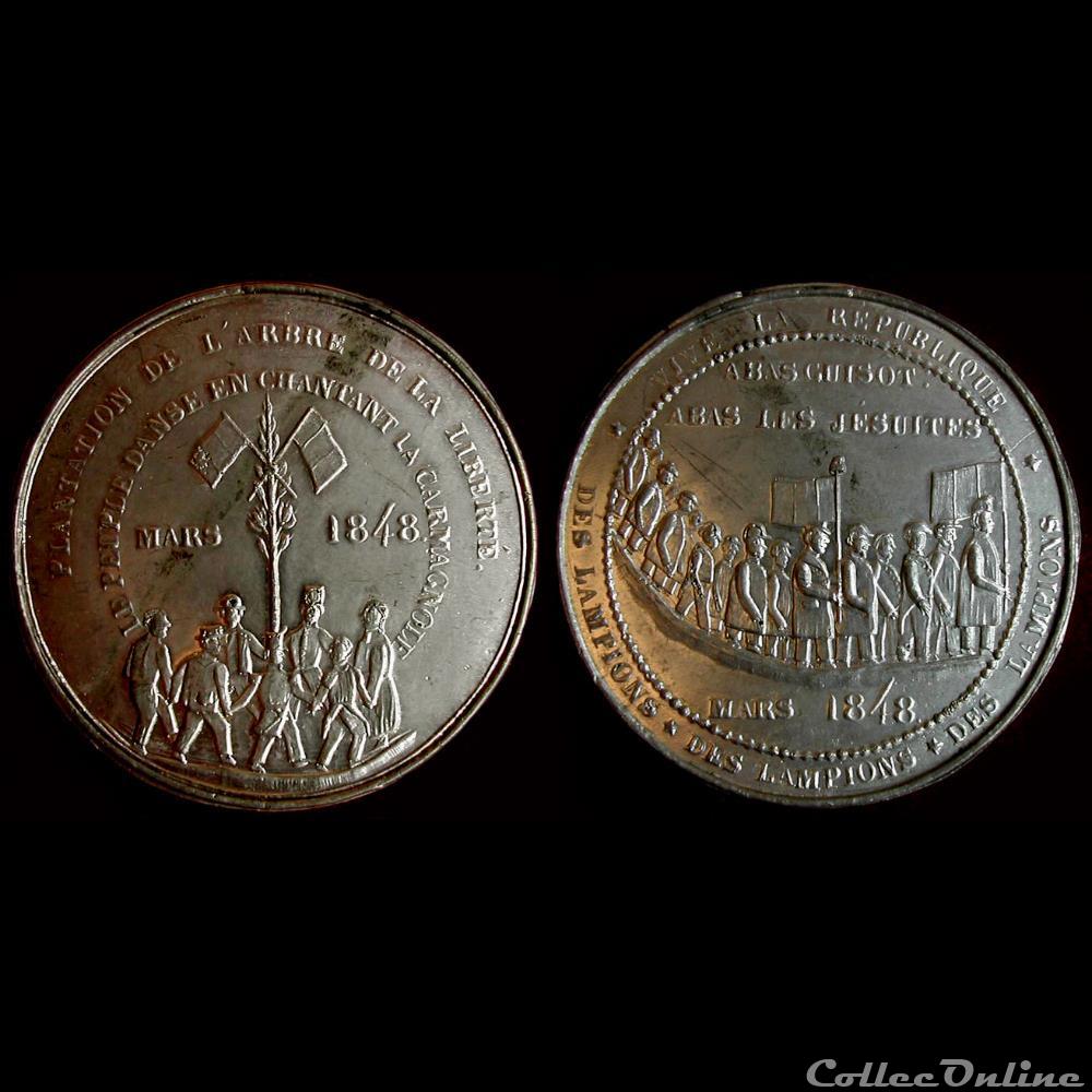 10 Mars 1848 - Plantation d'arbres de Liberté medaille france revolution 10 mars 1848 plantation arbres de liberte