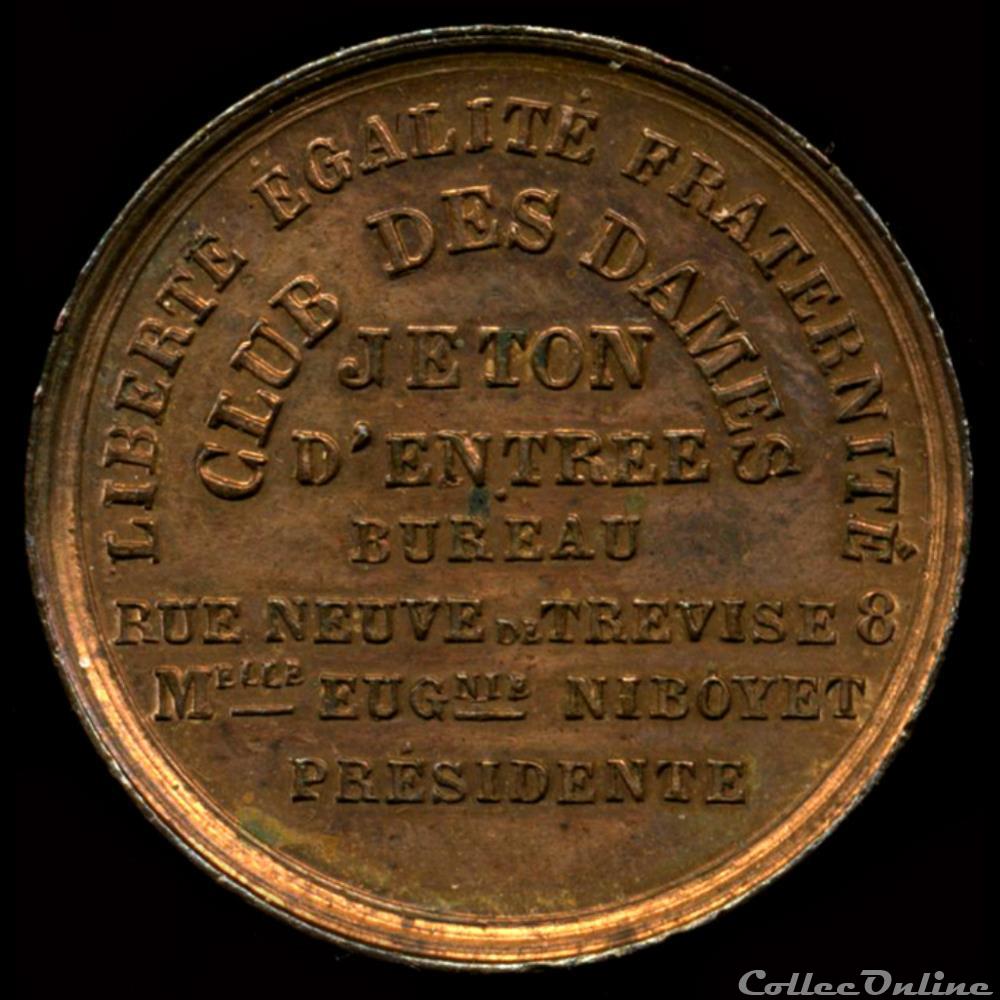 france revolution 1848 medailles des clubs et societes