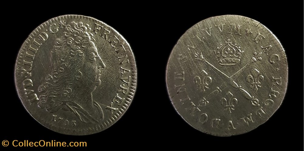 Louis XIV - 10 Sols aux Insignes 1703 A Paris monnaies europe medievale france royales louis xiv 10 sols aux insignes 1703 a paris
