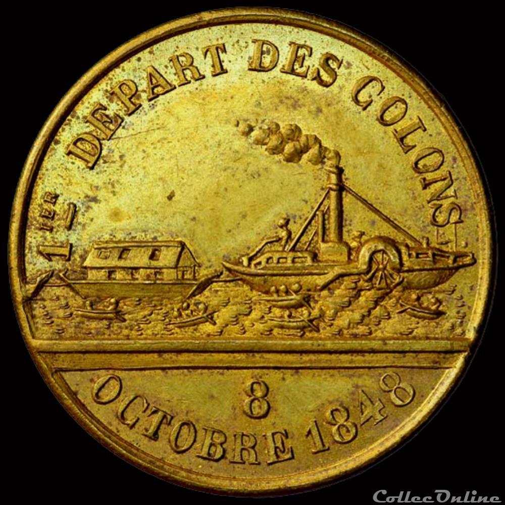 19 Septembre 1848 - Décret de colonisation de l'Algérie, départ des colons les 8 et 27 Octobre 2 medaille france revolution 19 septembre 1848 decret de colonisation de algerie depart des colons les 8 et 27 octobre