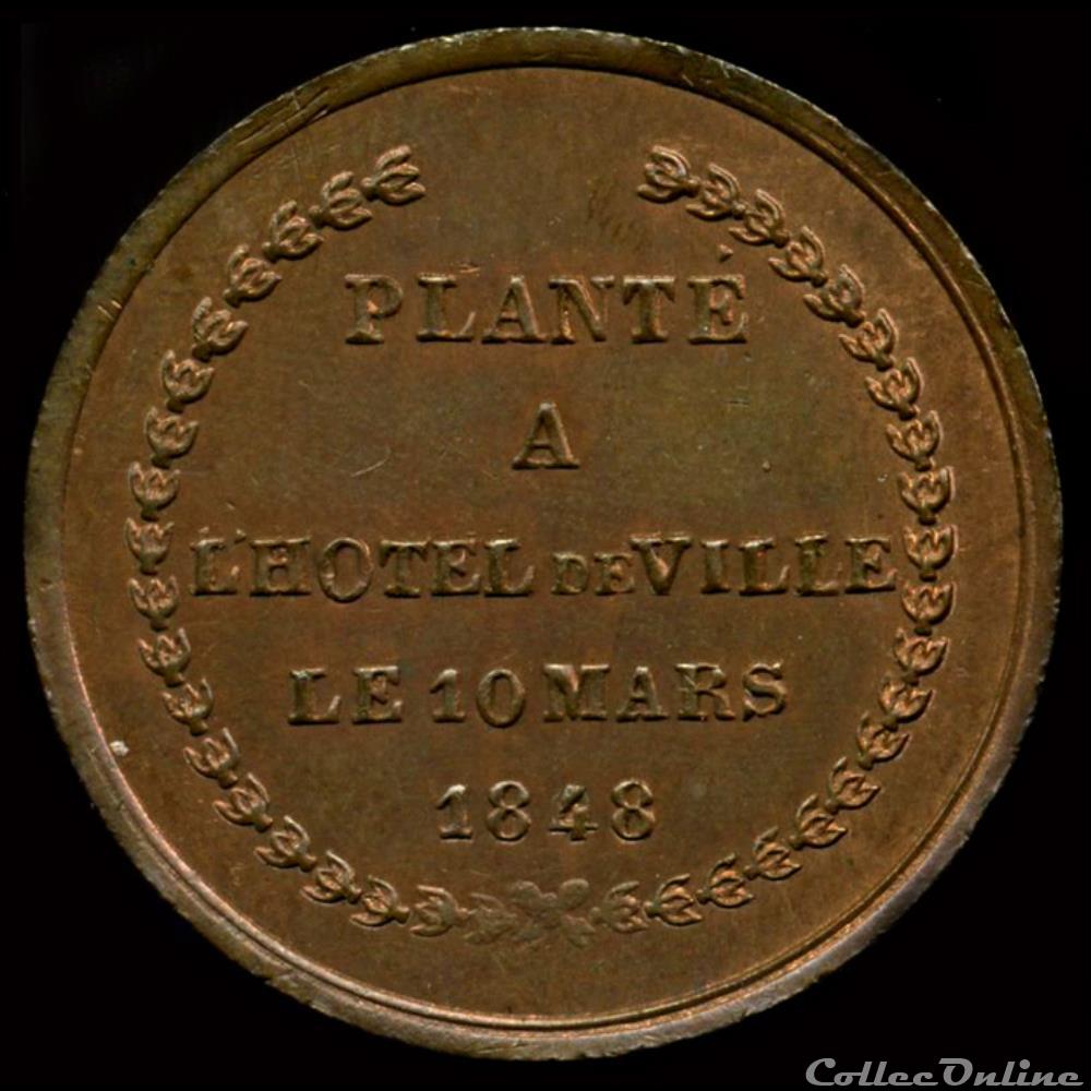 10 Mars 1848 - Plantation d'arbres de Liberté 3 medaille france revolution 10 mars 1848 plantation arbres de liberte