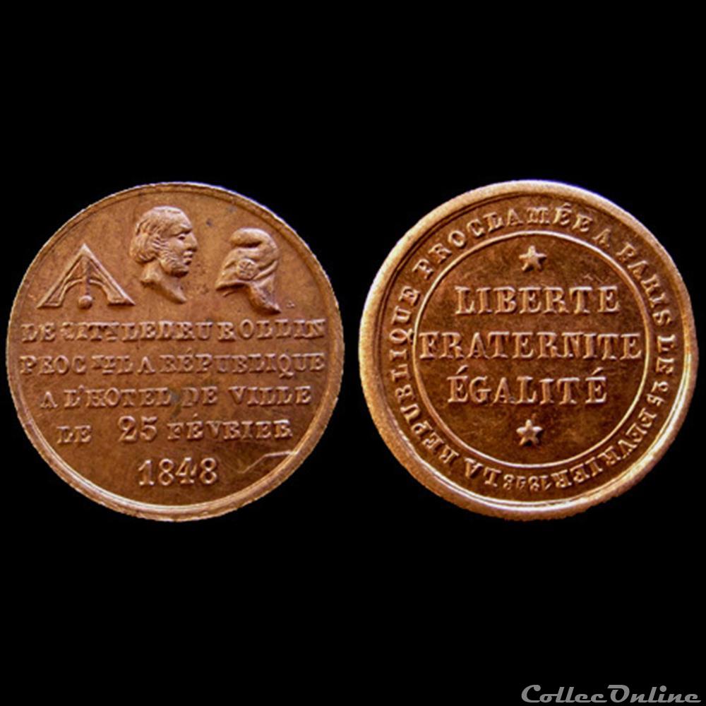 medaille france revolution 25 fevrier 1848 proclamation de la republique