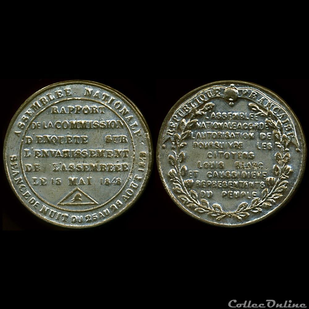 25 Août 1848 - Rapport sur l'attentat du 15 Mai medaille france revolution de 25 aout 1848 rapport sur attentat du 15 mai