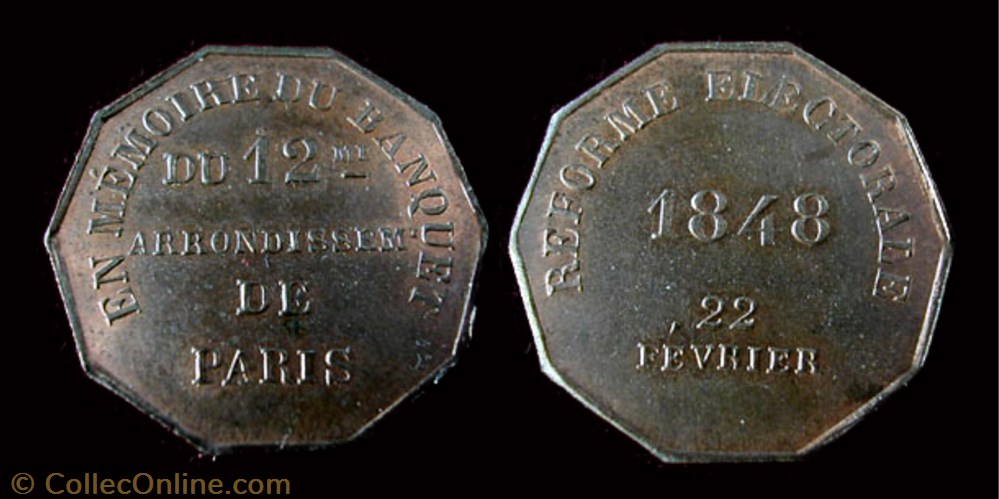 medaille france revolution 22 fevrier 1848 banquet de la reforme