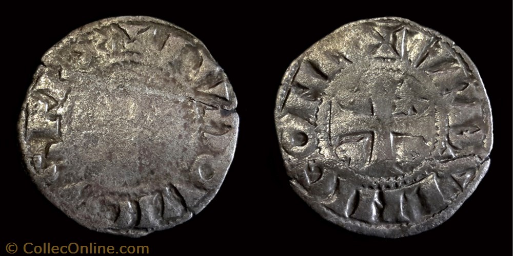 Louis VII "le jeune" - Denier de Langres monnaie france royale louis vii le jeune denier de langres