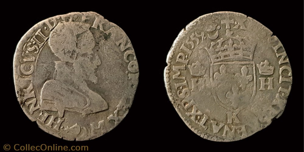 Henri II - Teston à la tête nue monnaie france royale henri ii teston a la tete nue