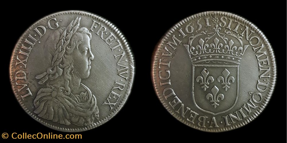 Louis XIV - Écu à la mèche longue monnaies europe medievale france royales louis xiv ecu a la meche longue