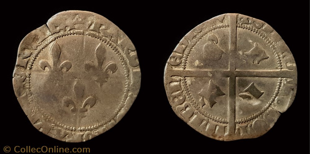 Charles VII "le Victorieux"- Plaque ou Double Gros monnaie france royale charles vii le victorieux plaque ou double gros