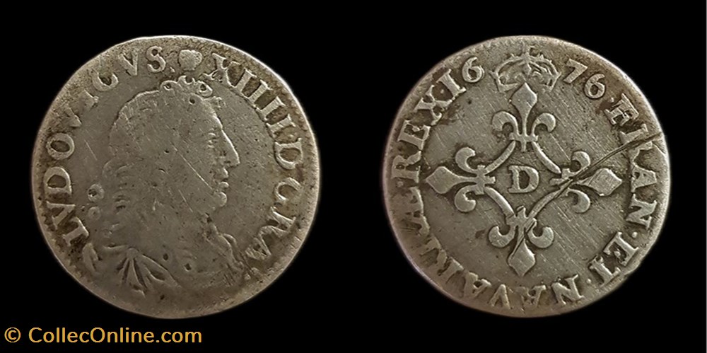 Louis XIV - 4 Sols des Traitants 1676 D Lyon monnaies europe medievale france royales louis xiv 4 sols des traitants 1676 d lyon