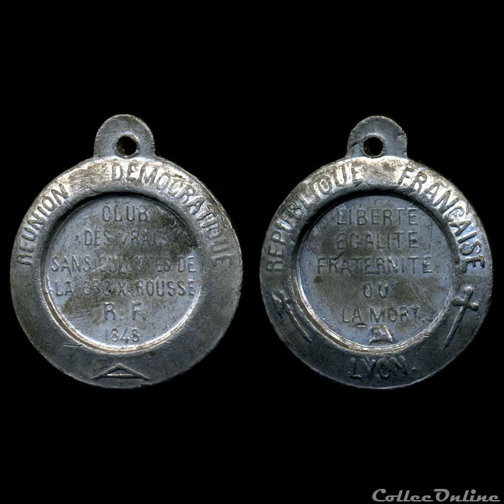 france revolution 1848 medailles des clubs et societes lyon