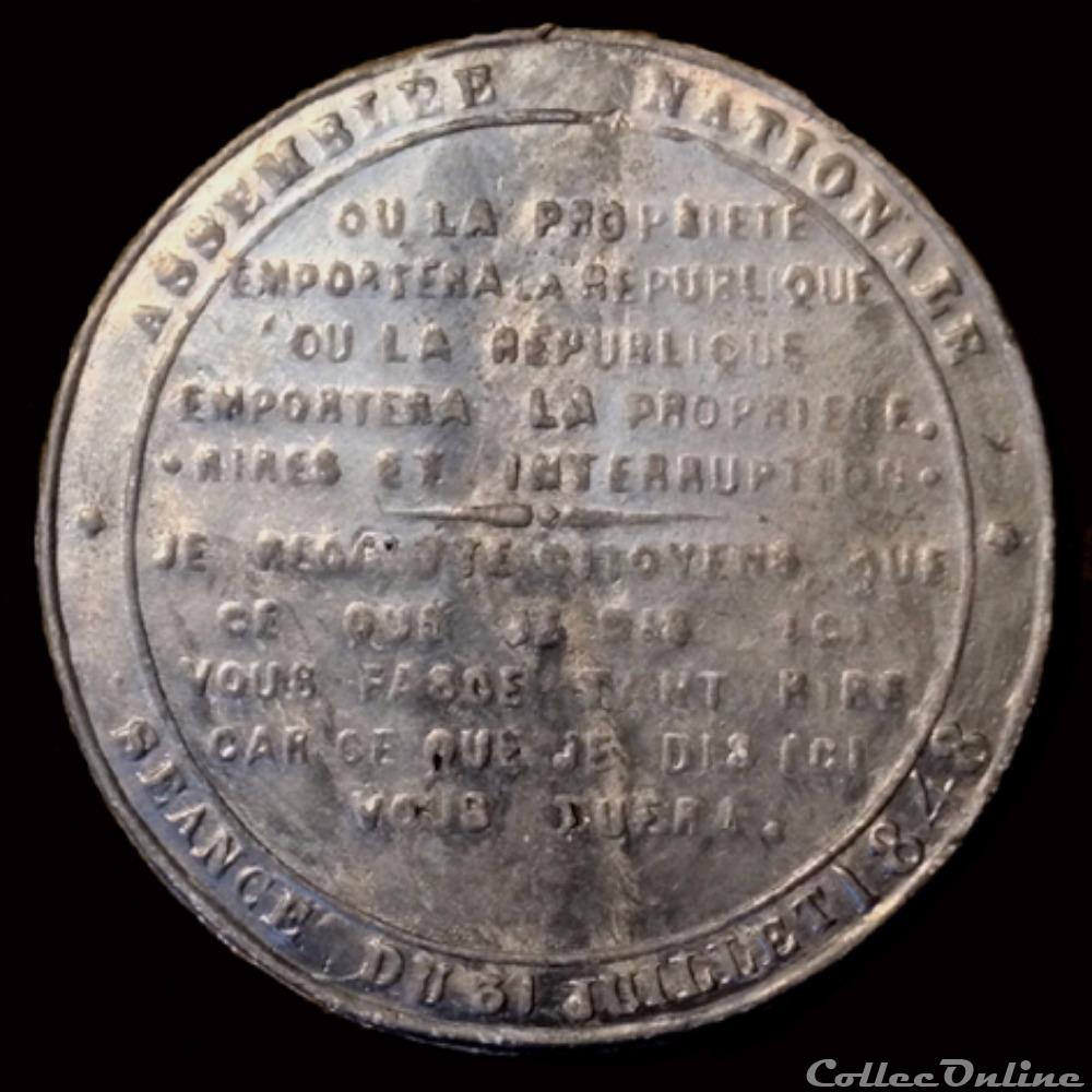 medaille france revolution 31 juillet 1848 exposition des theories de proudhon