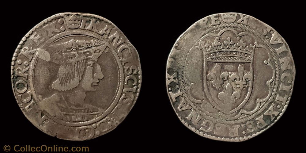 François 1er - Teston (3e type) monnaie france royale francois 1er teston 3e type