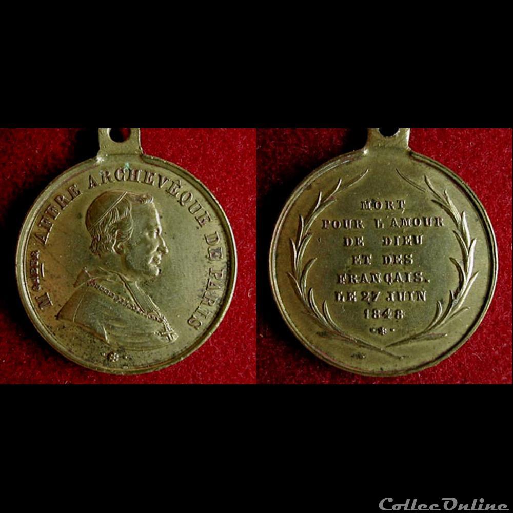 "Journées de Juin 1848" - Mort de l'Archevêque Affre medaille france revolution journees de juin 1848 mort de archeveque affre