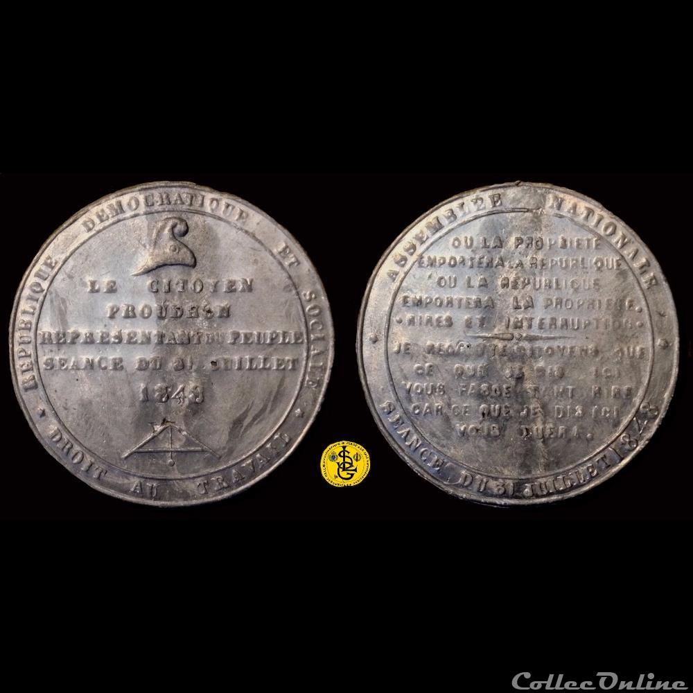 medaille france revolution 31 juillet 1848 exposition des theories de proudhon