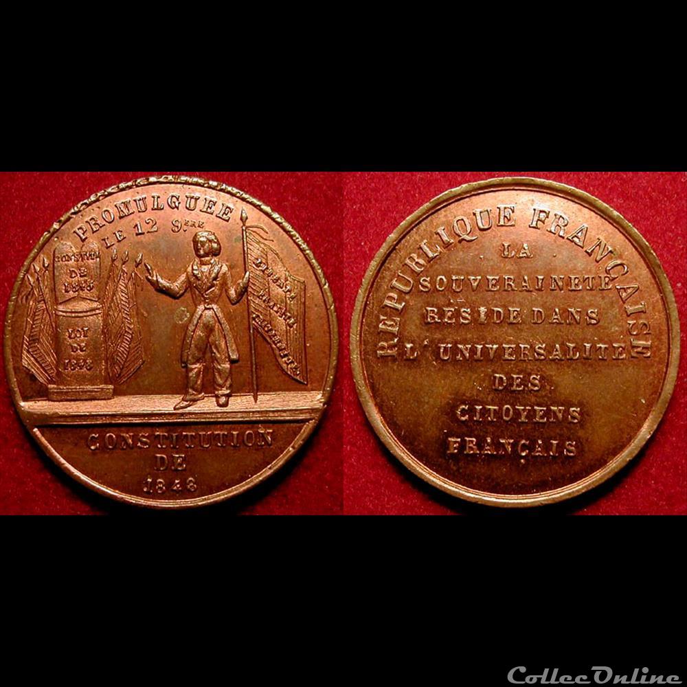 medaille france revolution 12 novembre 1848 promulgation de la constitution