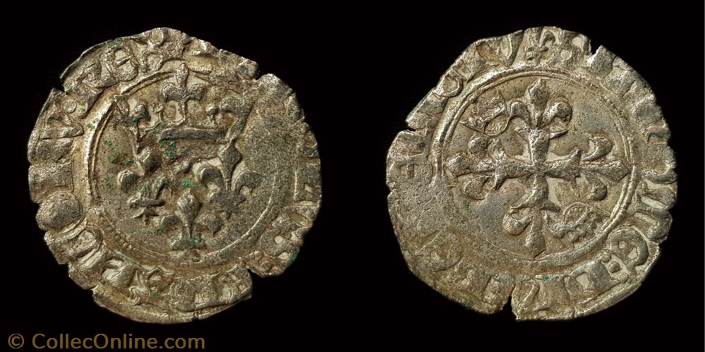 Charles VI "le Fol"- Gros dit "Florette" monnaie france royale charles vi le fol gros dit florette