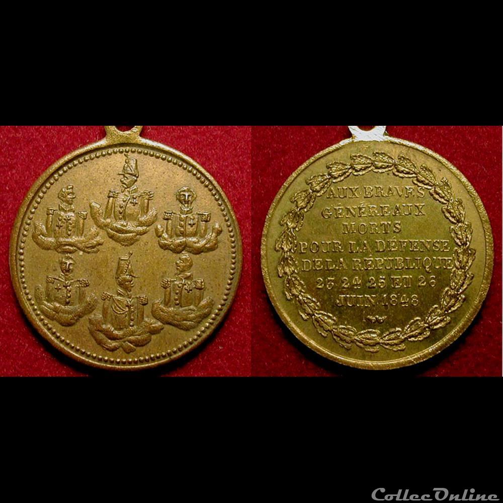 "Journées de Juin 1848" - Représentants & généraux tués ou blessés medaille france revolution journees de juin 1848 representants generaux tues ou blesses