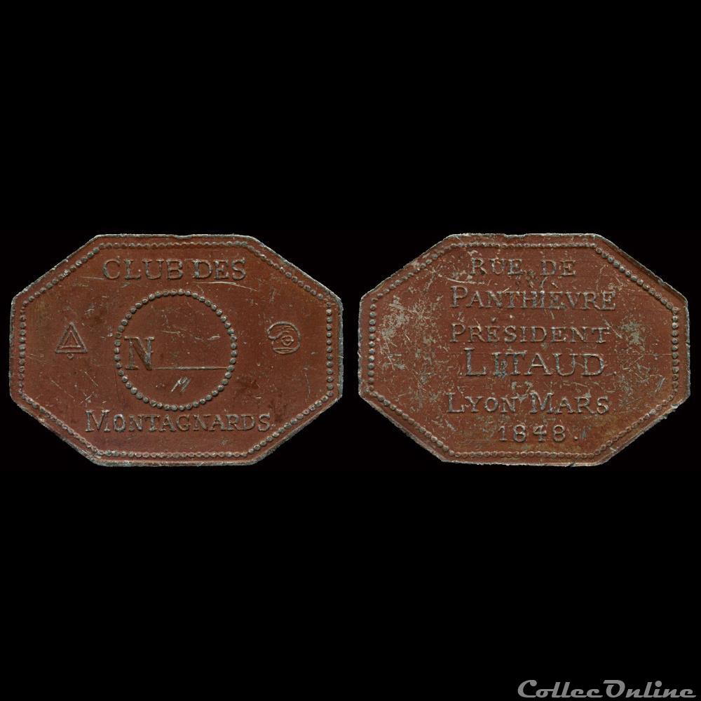 france revolution 1848 medailles des clubs et societes lyon