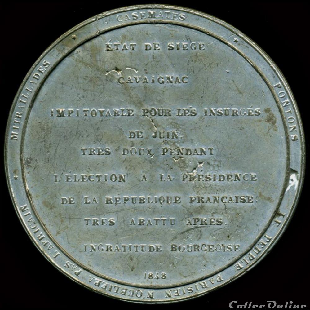 20 Décembre 1848 - Fin des pouvoirs du Général Cavaignac 3 medaille france revolution 20 decembre 1848 fin des pouvoirs du general cavaignac